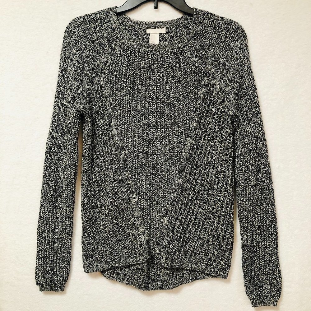H&M Black & White Knit Long Sleeve Crewneck Sweater Size XS